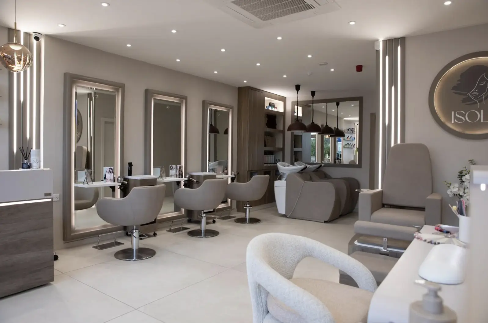 Completed salon furniture installation